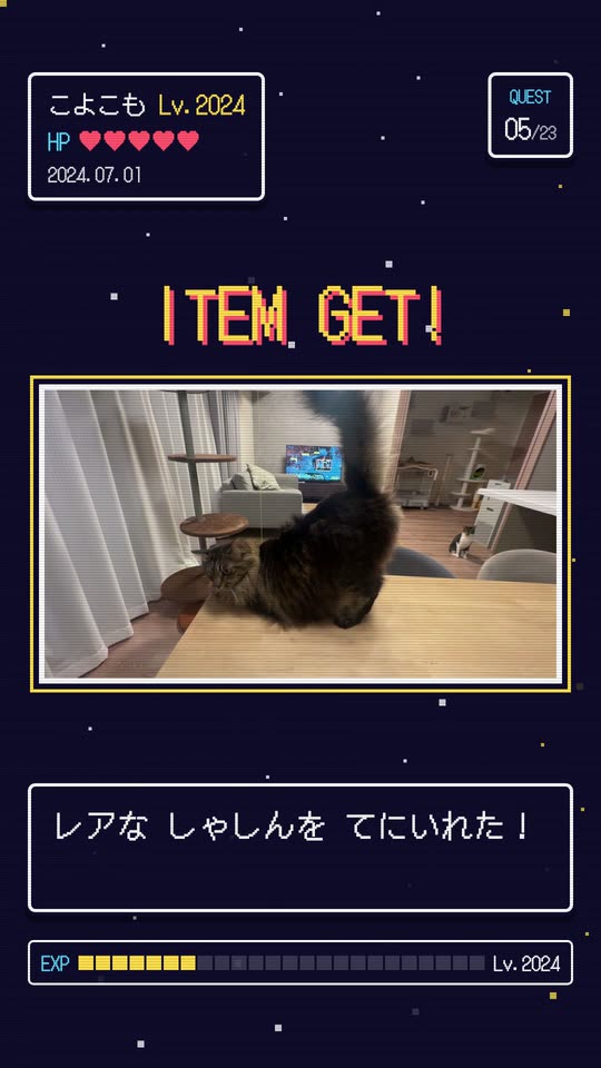ゲーム版の一場面。「ITEM GET!」の画面